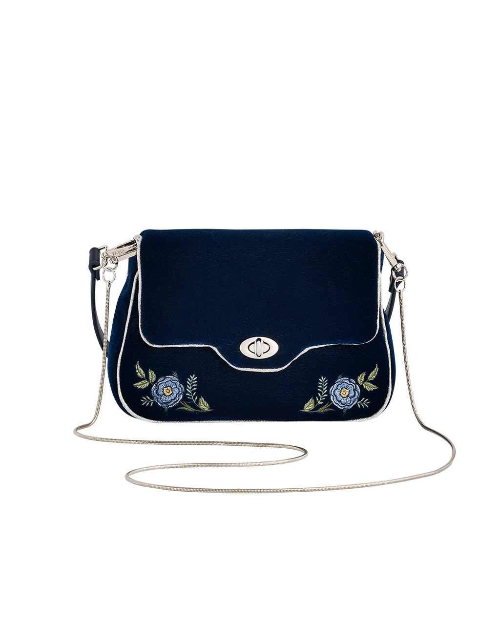 Blue Rose Embroidered Clutch