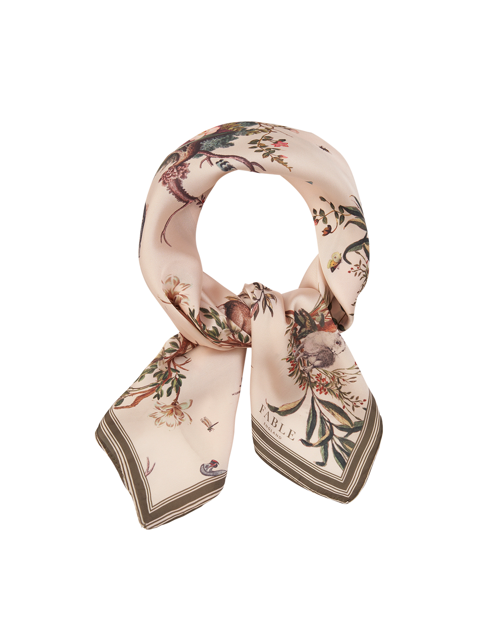 Toile de Jouy Olive Green Square Scarf