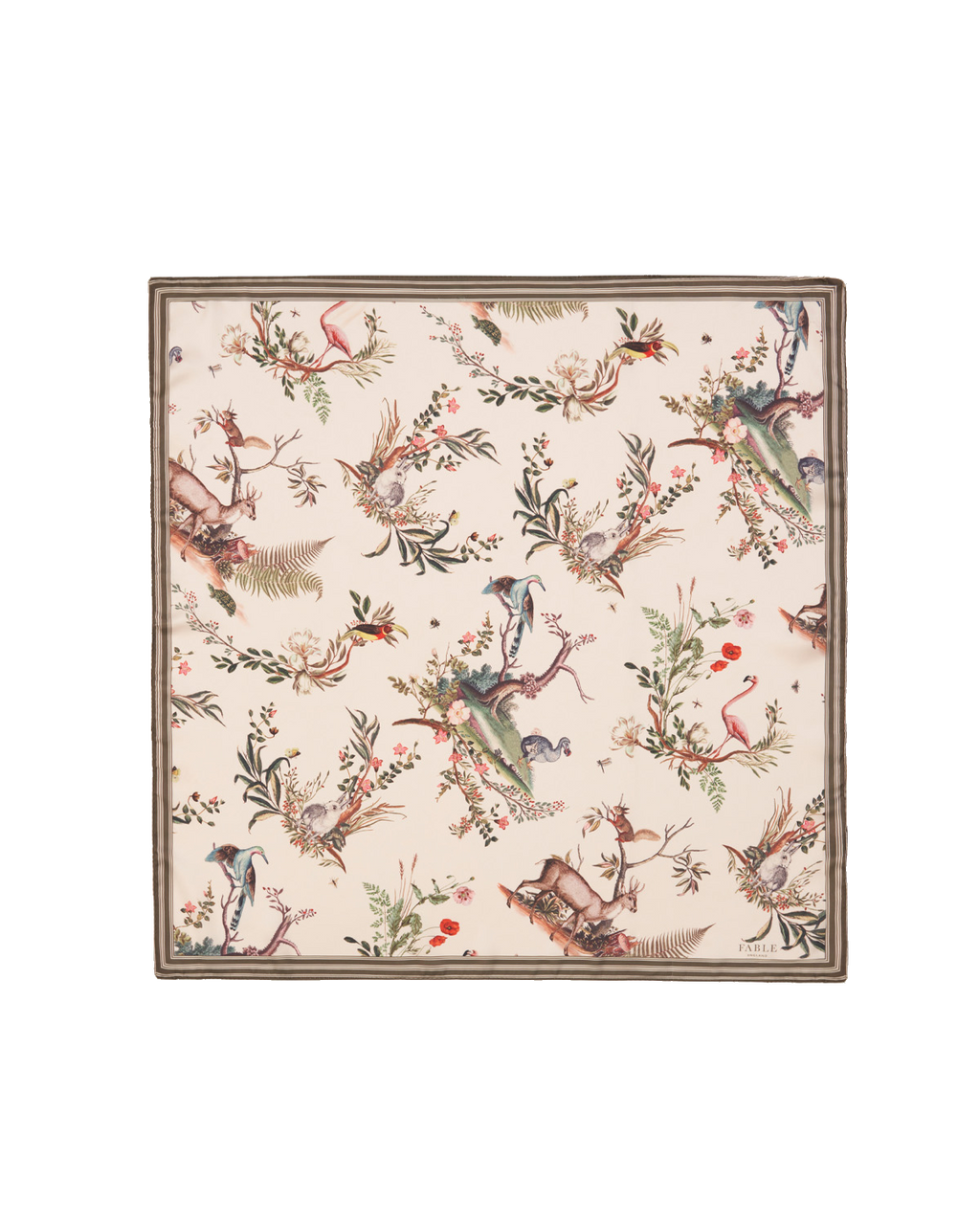 Toile de Jouy Olive Green Square Scarf