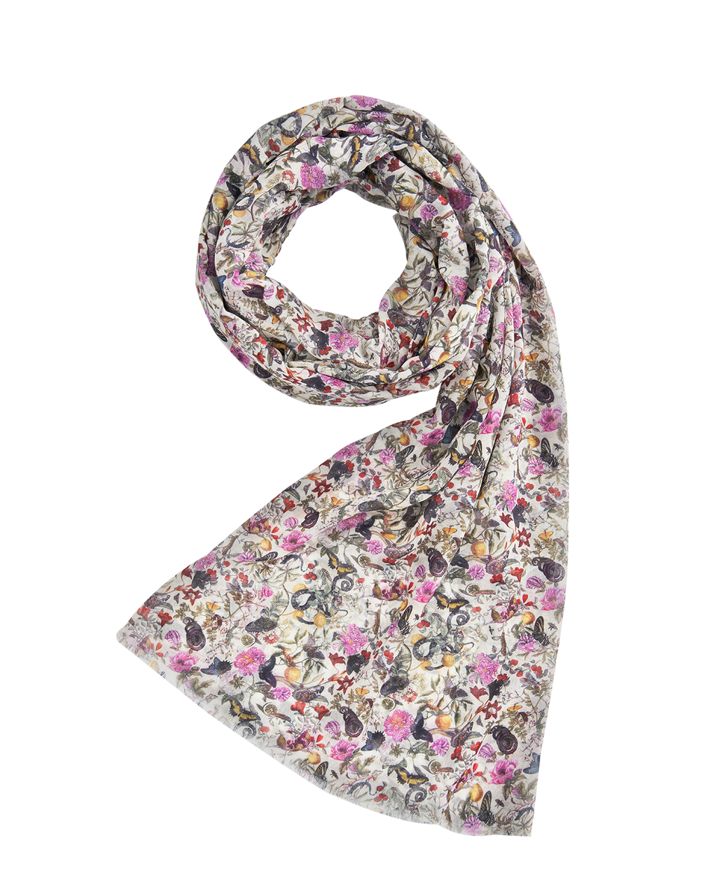 Ivory Floral Engravings Lightweight Scarf