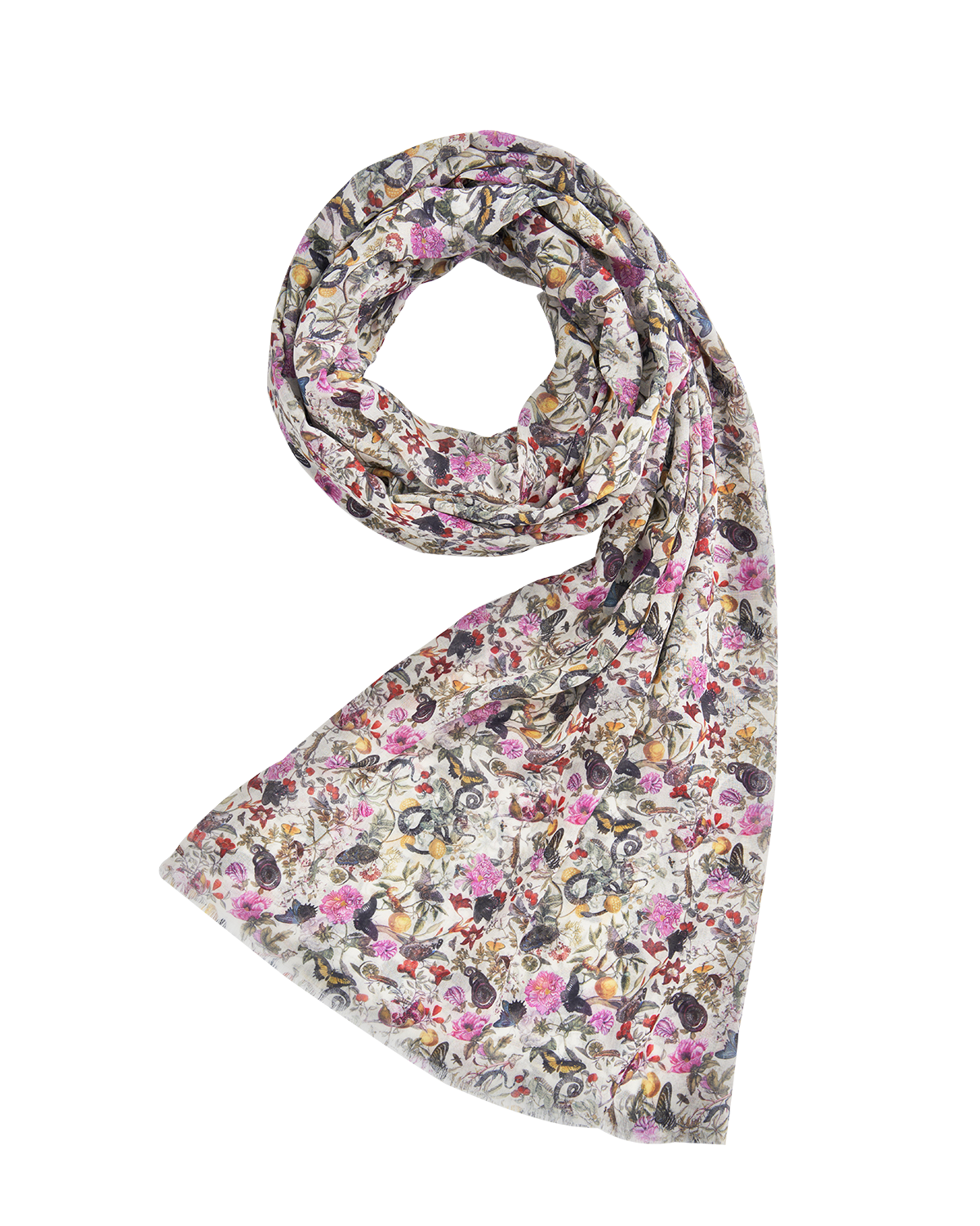 Ivory Floral Engravings Lightweight Scarf