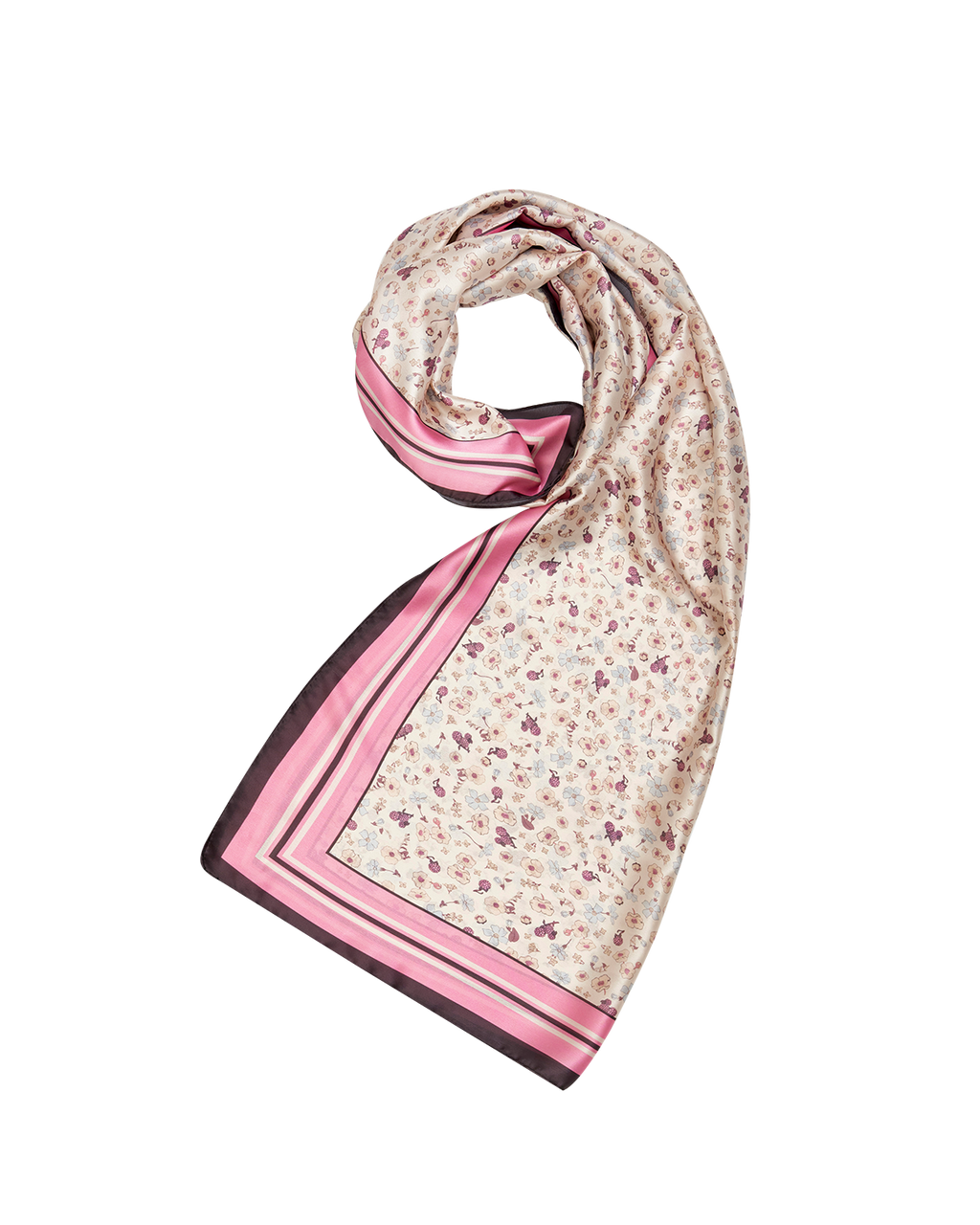 Deco Blooms Silky Lightweight Cream Scarf