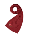 Mushroom Embroidered Burgundy Pashmina Scarf