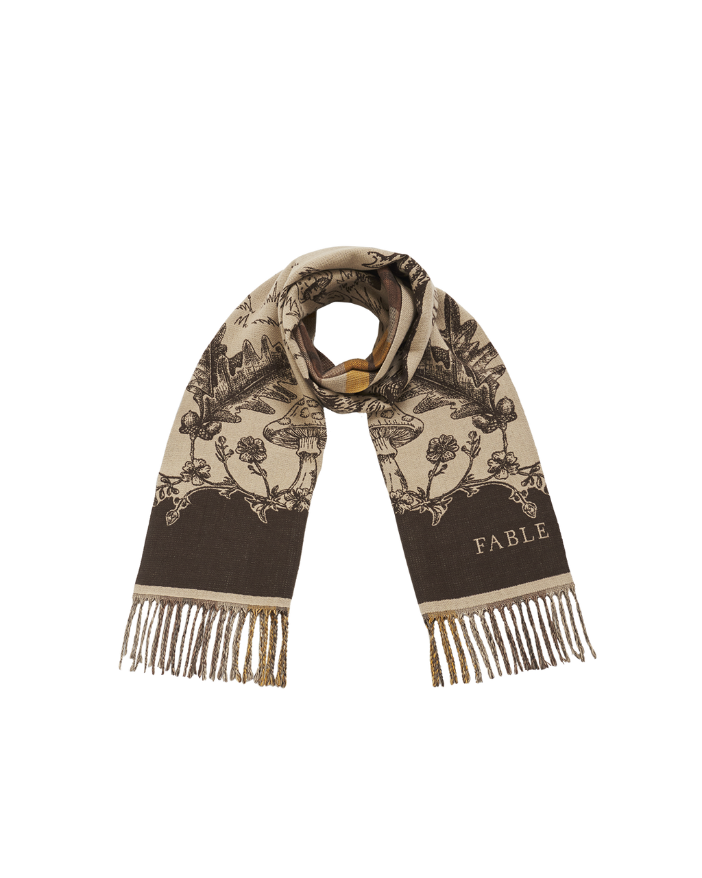 Taupe Woodland Tales Jacquard Scarf