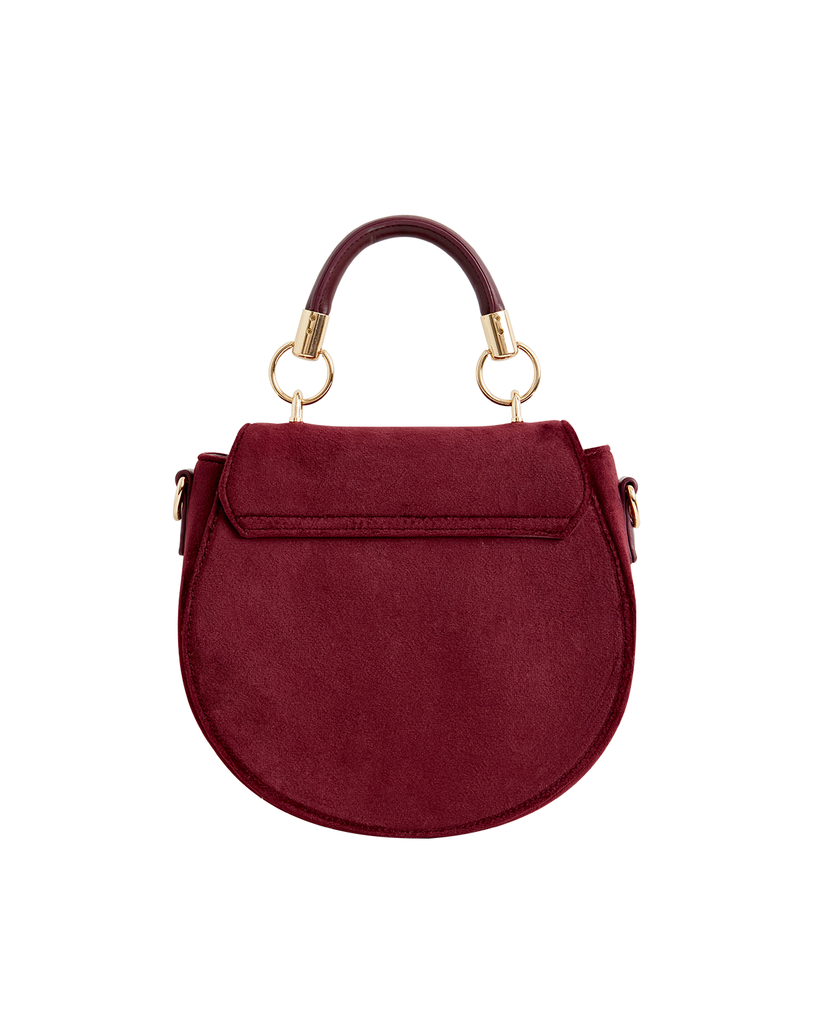 Fox & Mushroom Embroidered Saddle Bag - Redcurrant Velvet