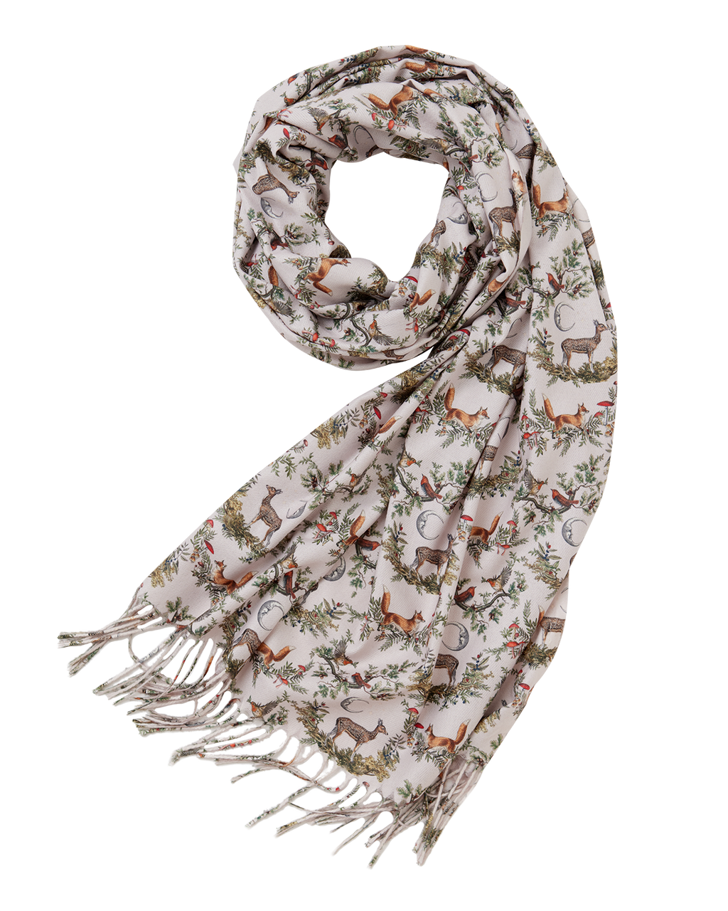 Grey A Night's Tale Woodland Tassel Scarf