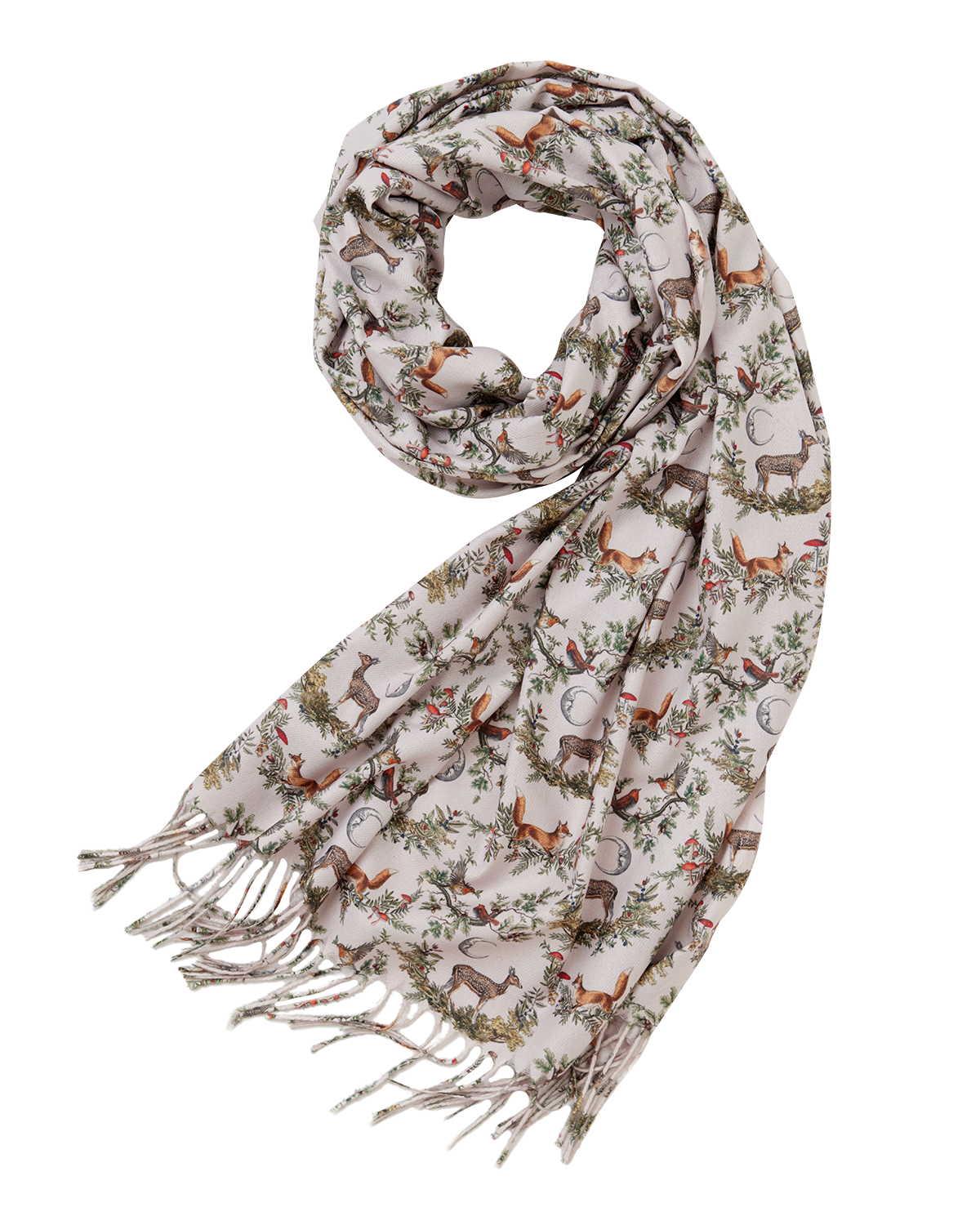 Grey A Night's Tale Woodland Tassel Scarf