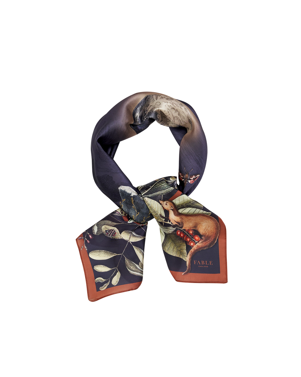 Navy Wolf Garden Narrative Square Scarf