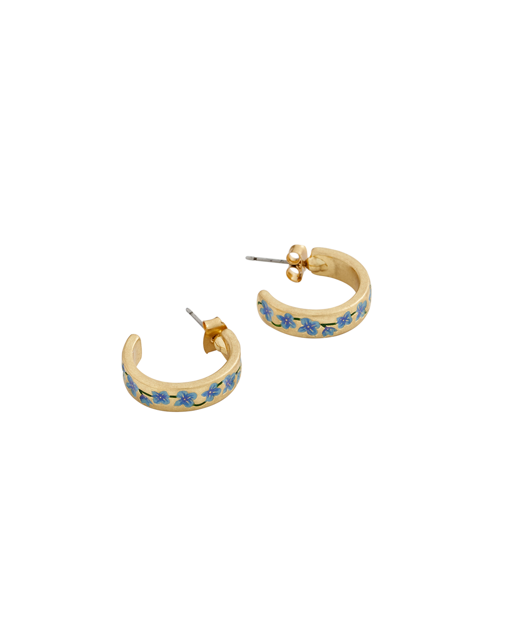 Blue Forget-Me-Not Hoop Earings