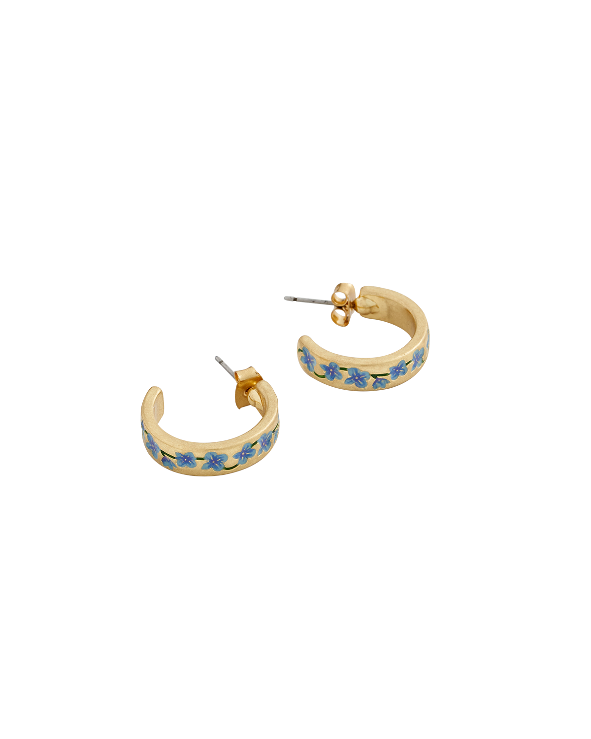 Blue Forget-Me-Not Hoop Earings