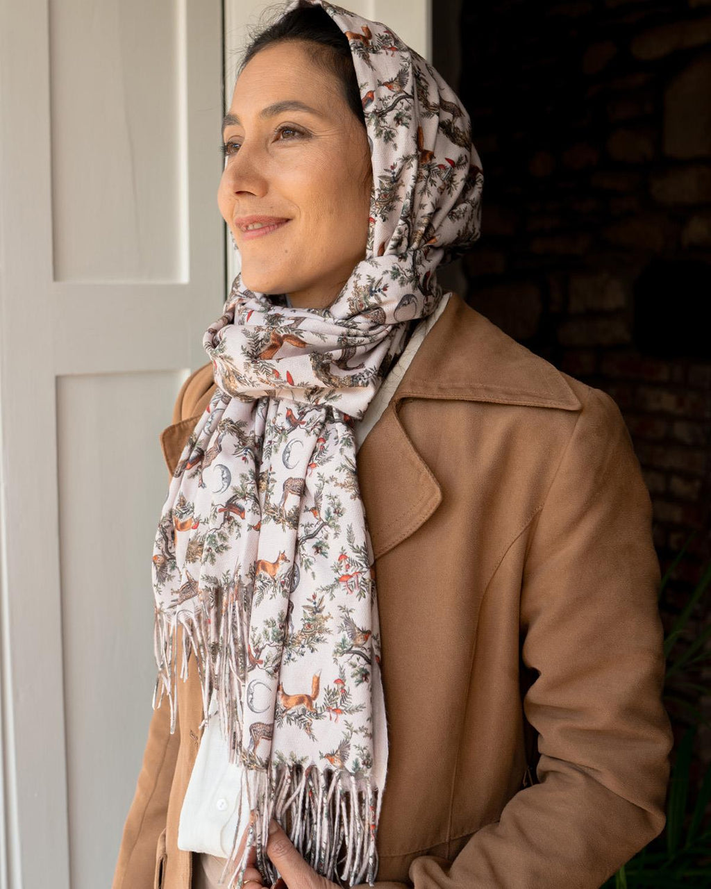 Grey A Night's Tale Woodland Tassel Scarf