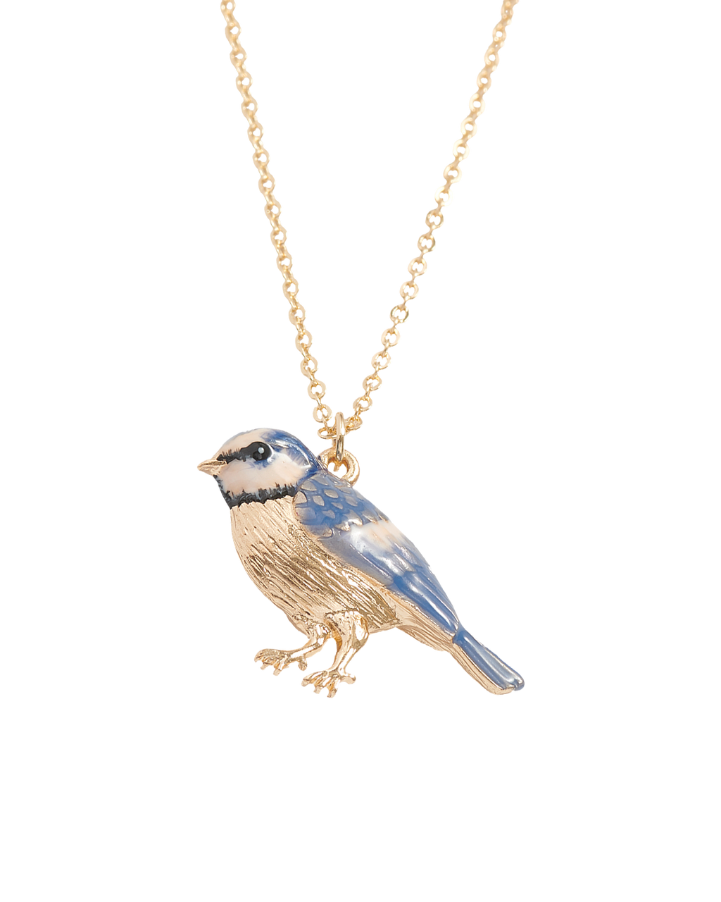 Enamel Blue Tit Short Necklace