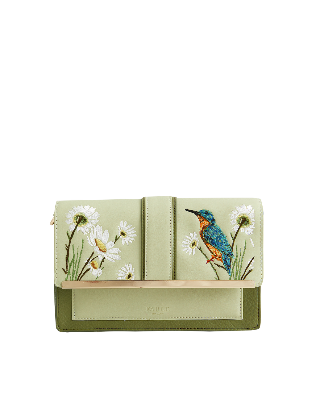 Embroidered Kingfisher Cross Body Bag