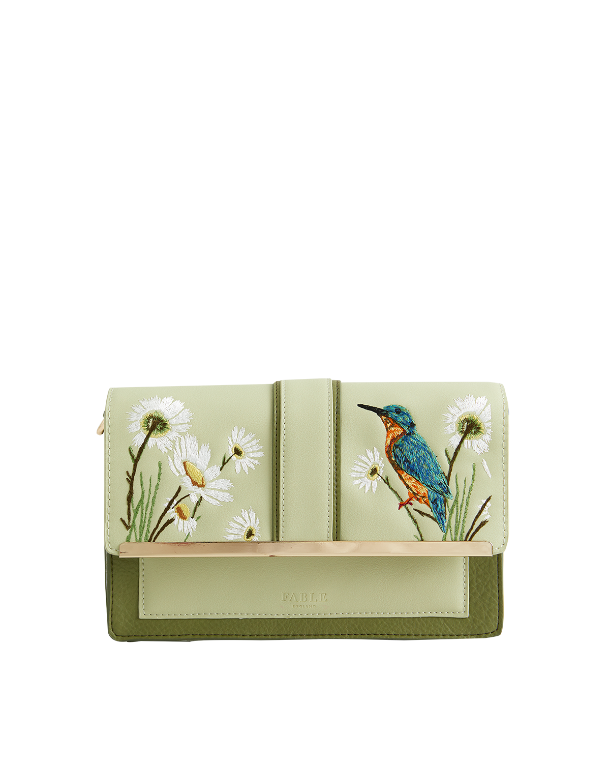 Embroidered Kingfisher Cross Body Bag
