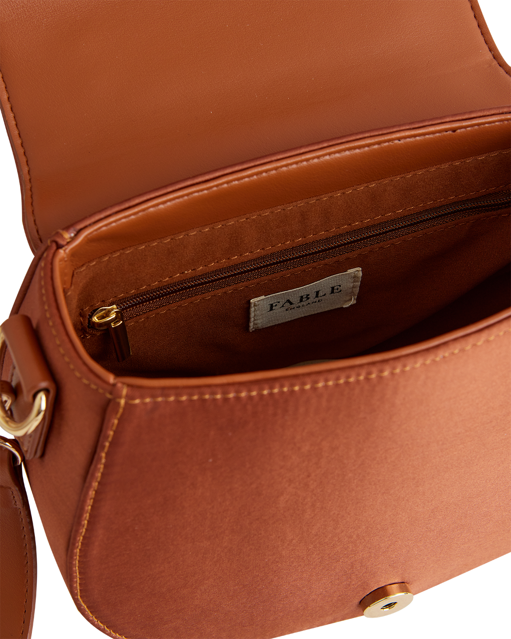 Sleepy Fawn Embroidered Satin Saddle Bag