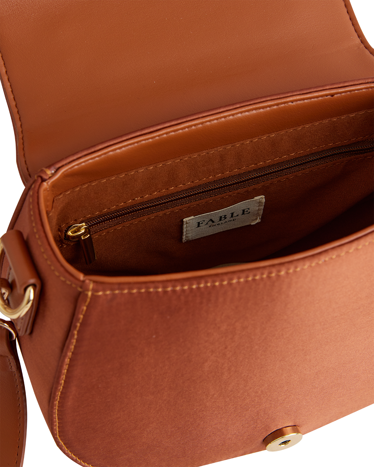 Sleepy Fawn Embroidered Satin Saddle Bag