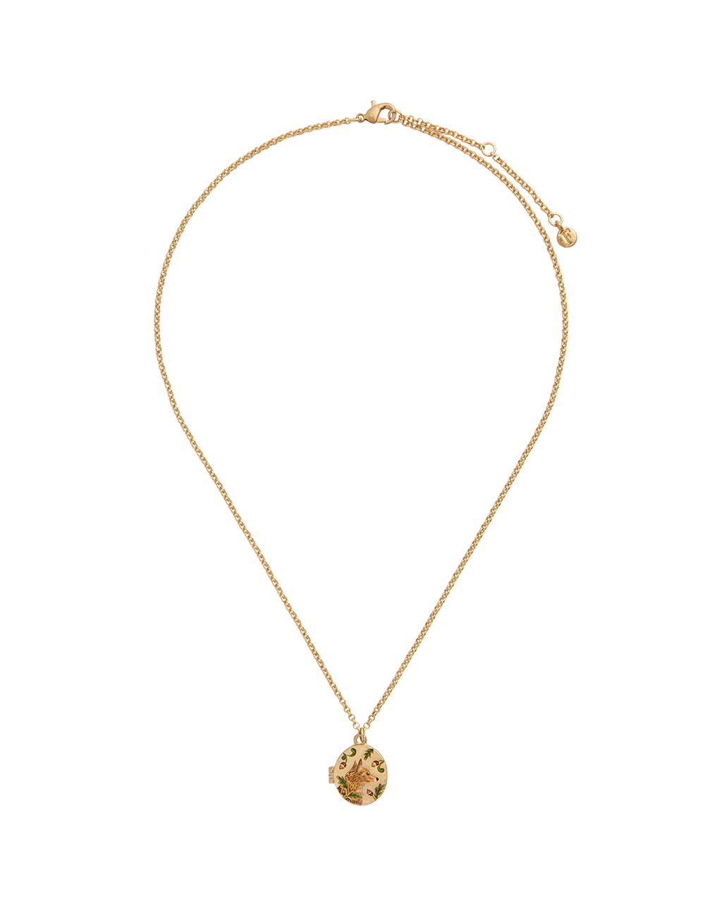 Fox & Acorn Oval Chain Locket Necklace