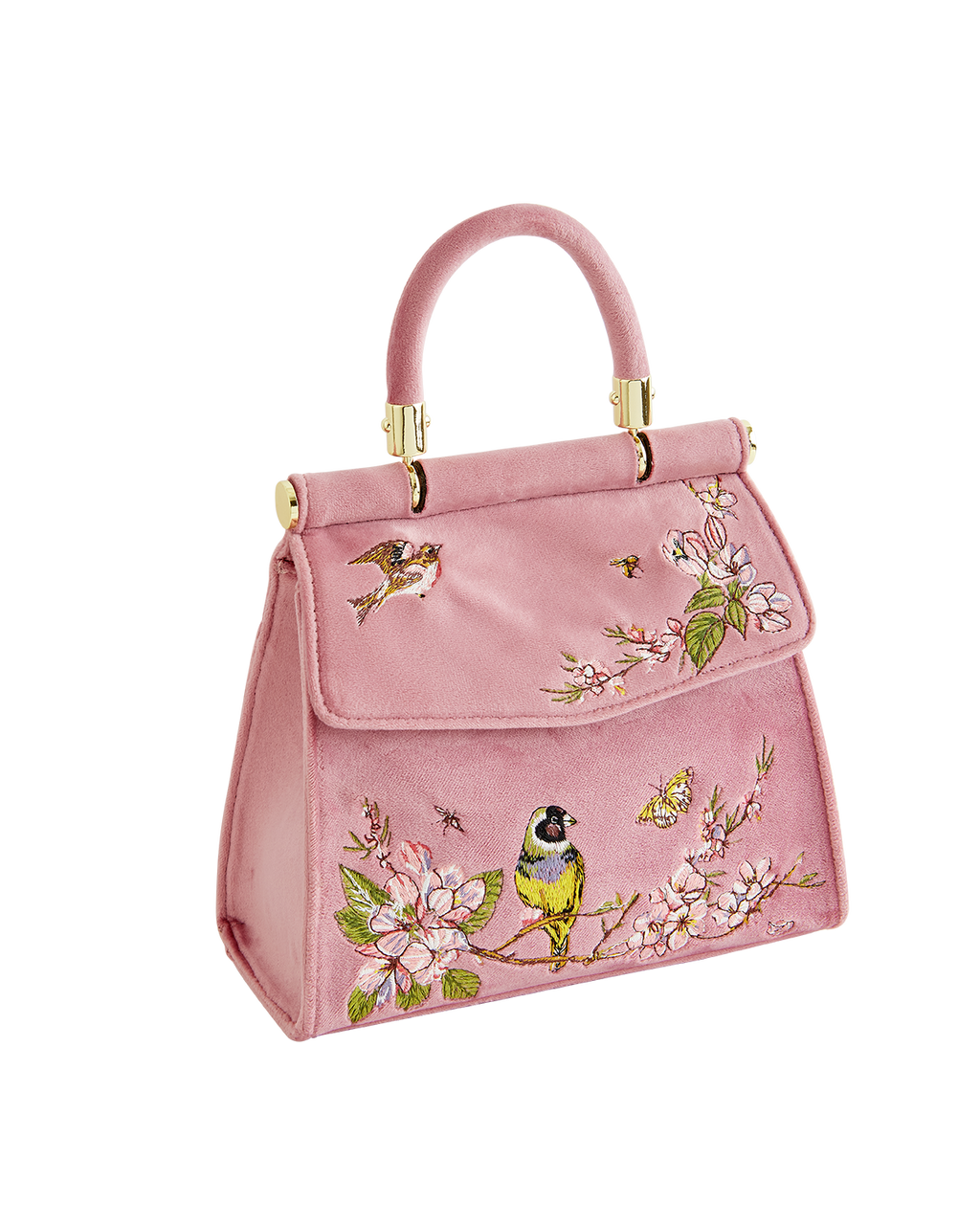 Morning Song Bird Embroidered Mini Pink Tote