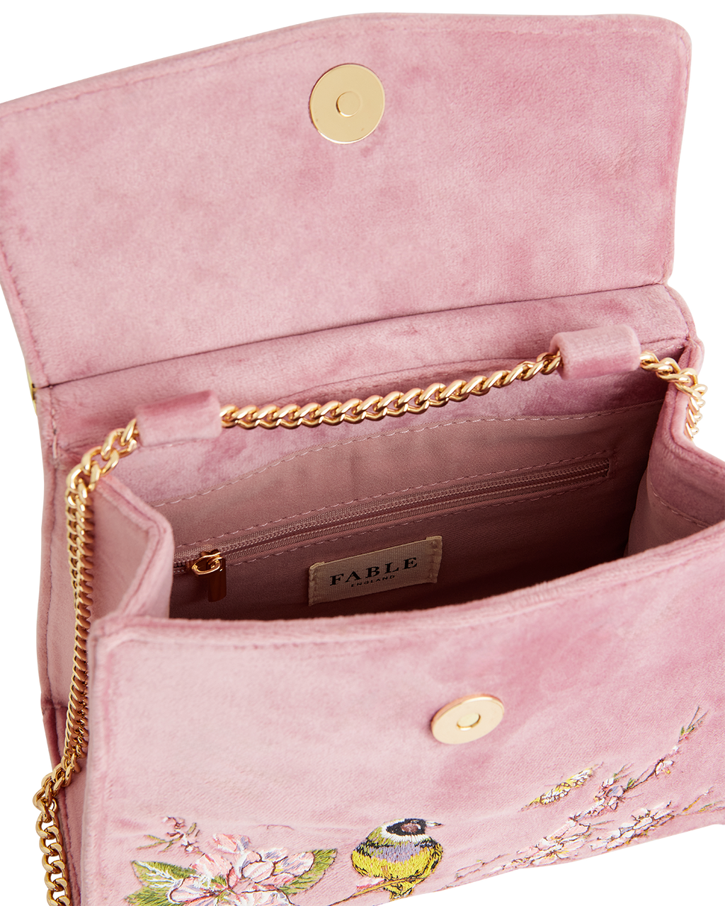 Morning Song Bird Embroidered Mini Pink Tote