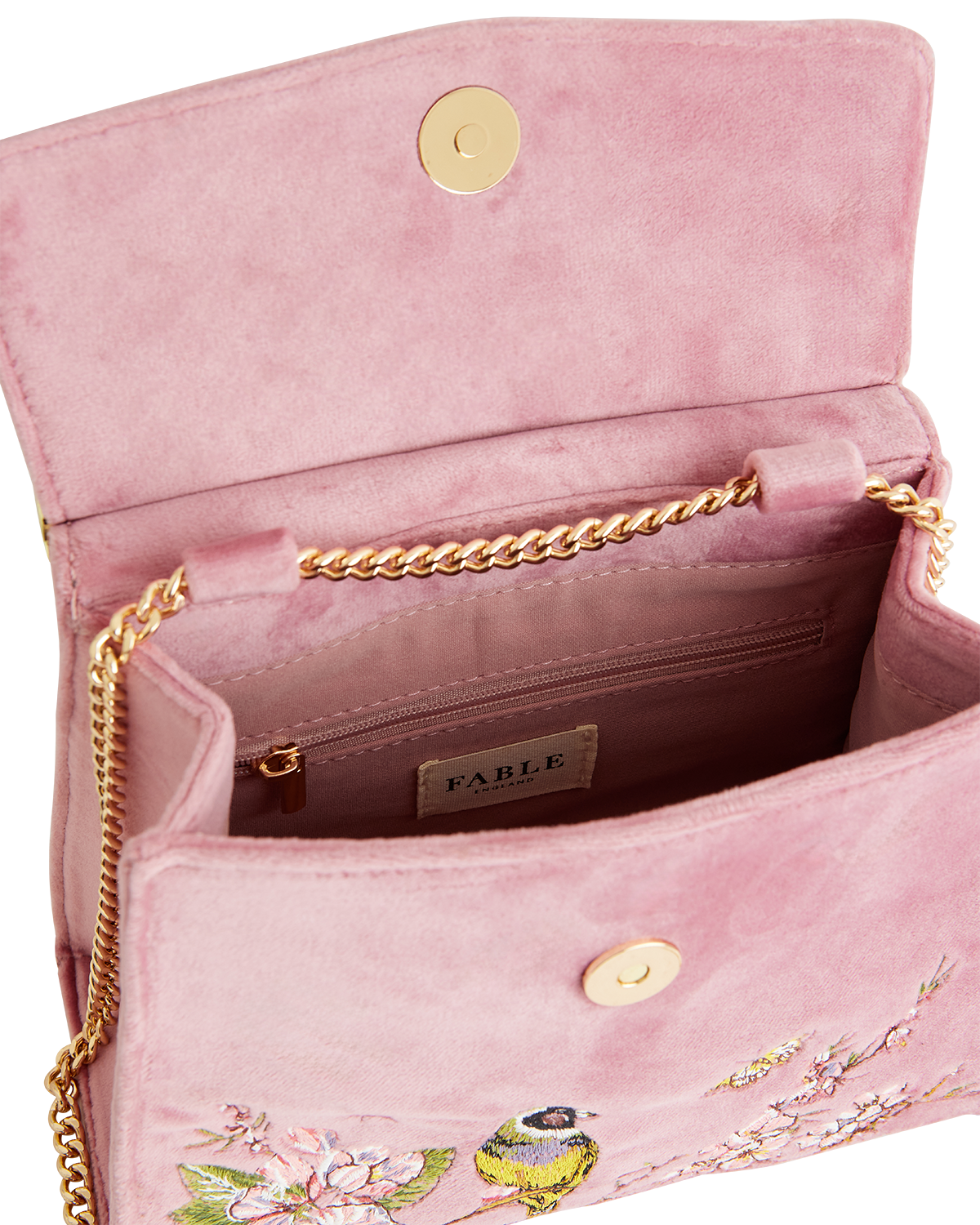 Morning Song Bird Embroidered Mini Pink Tote