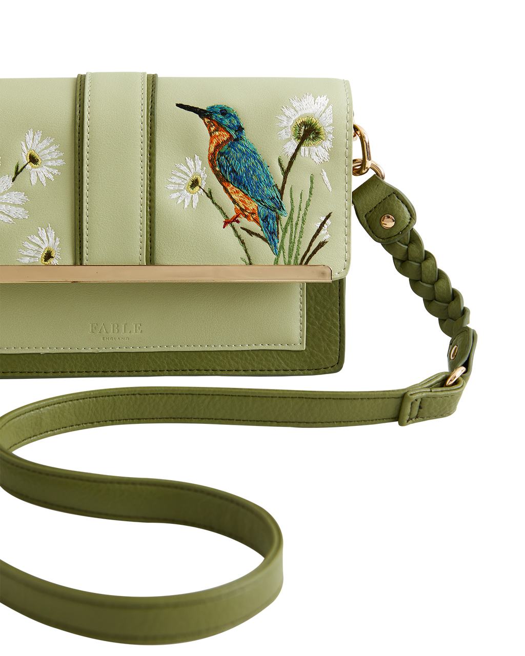Embroidered Kingfisher Cross Body Bag