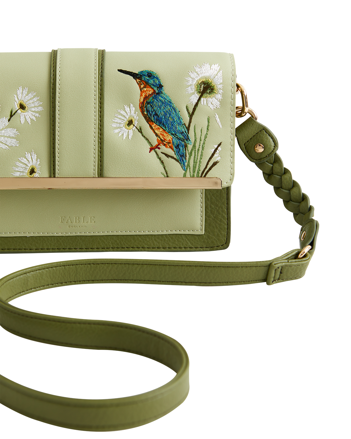 Embroidered Kingfisher Cross Body Bag