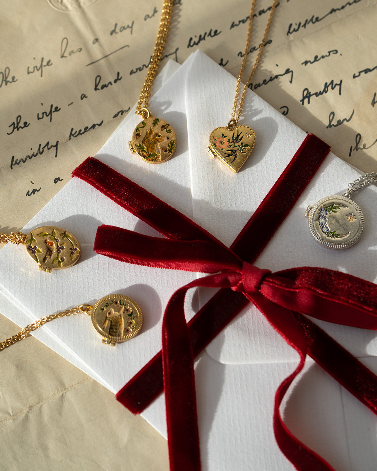 Gold Robin & Blackberry Locket Necklace