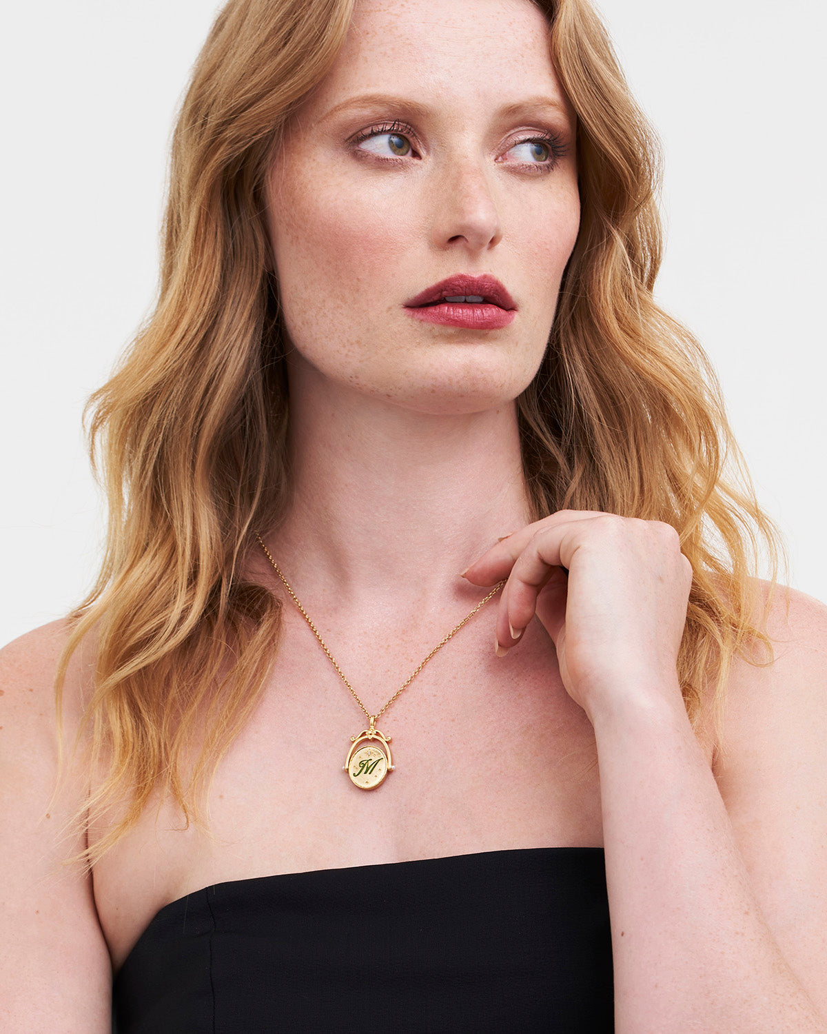 M Initial Magnolia Gold Spinner Necklace