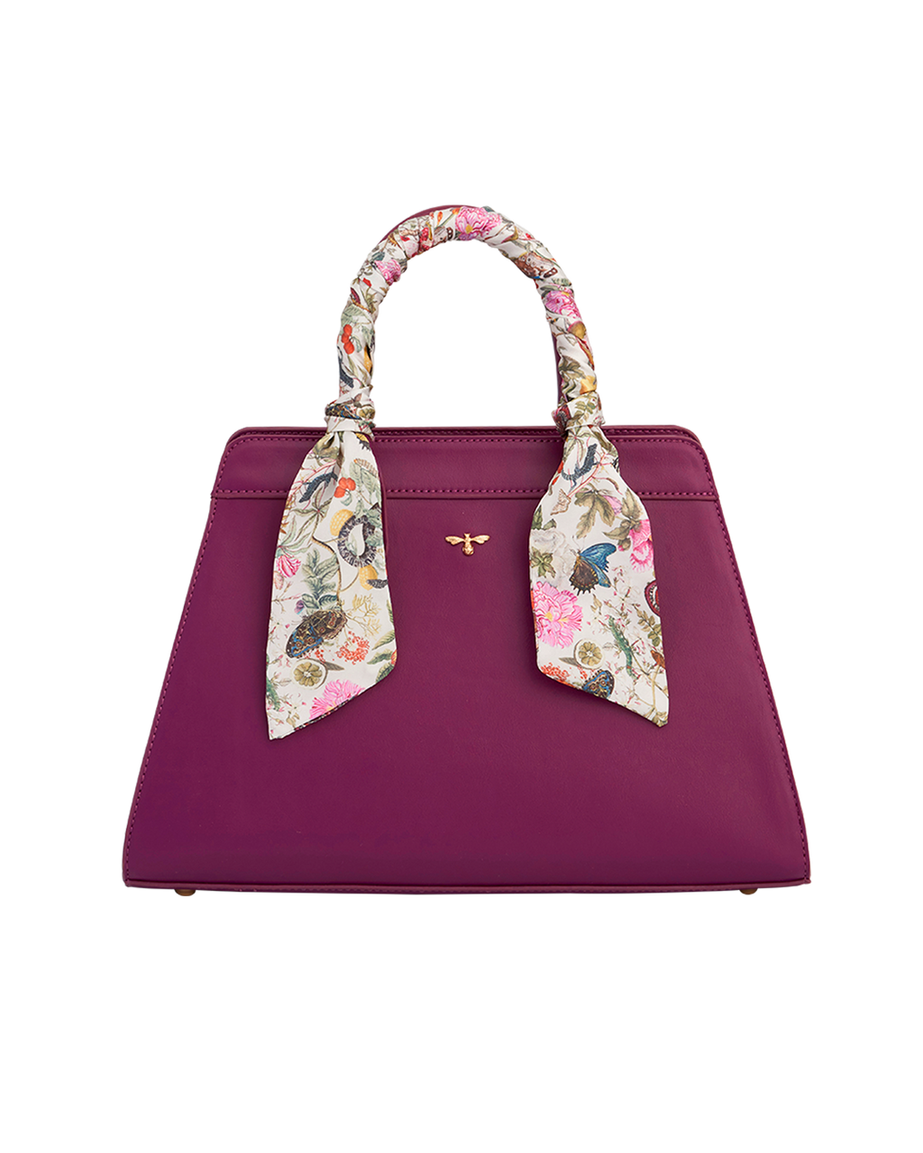 Floral Engravings Large Plum Tote