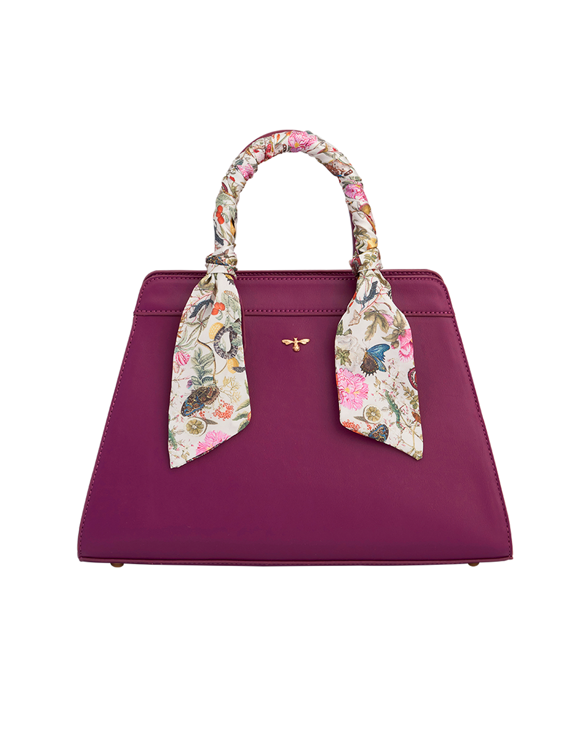 Floral Engravings Large Plum Tote