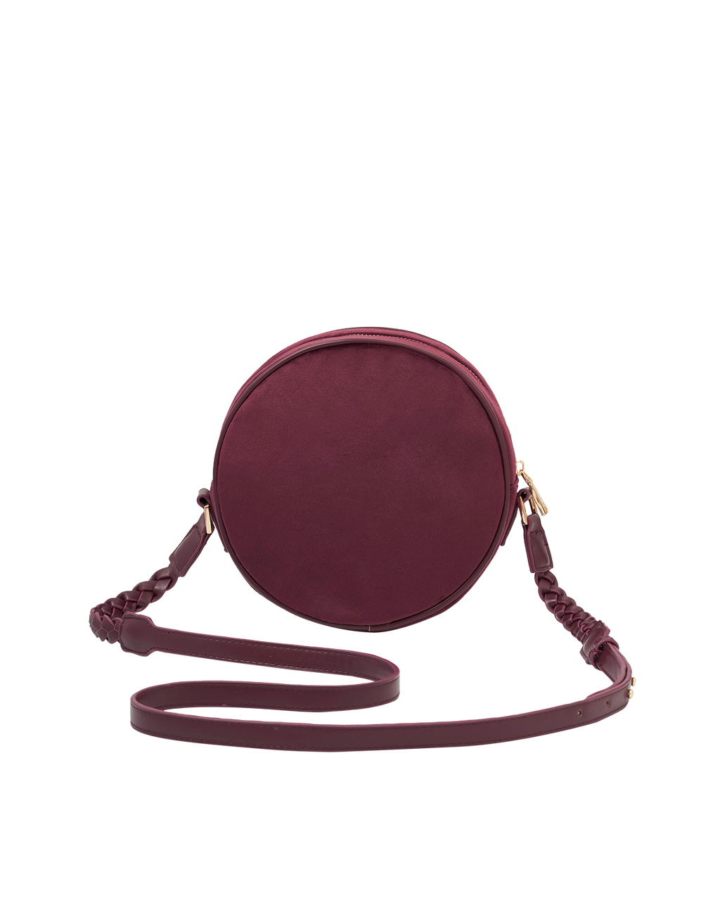 Magical Mushroom Embroidered Burgundy Velvet Circle Bag