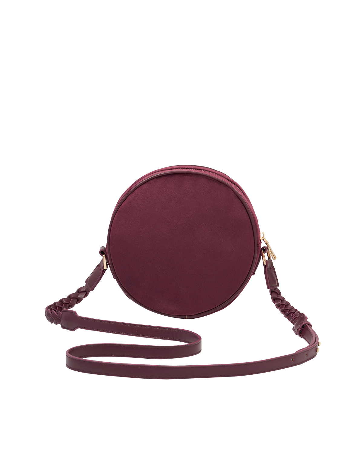 Magical Mushroom Embroidered Burgundy Velvet Circle Bag