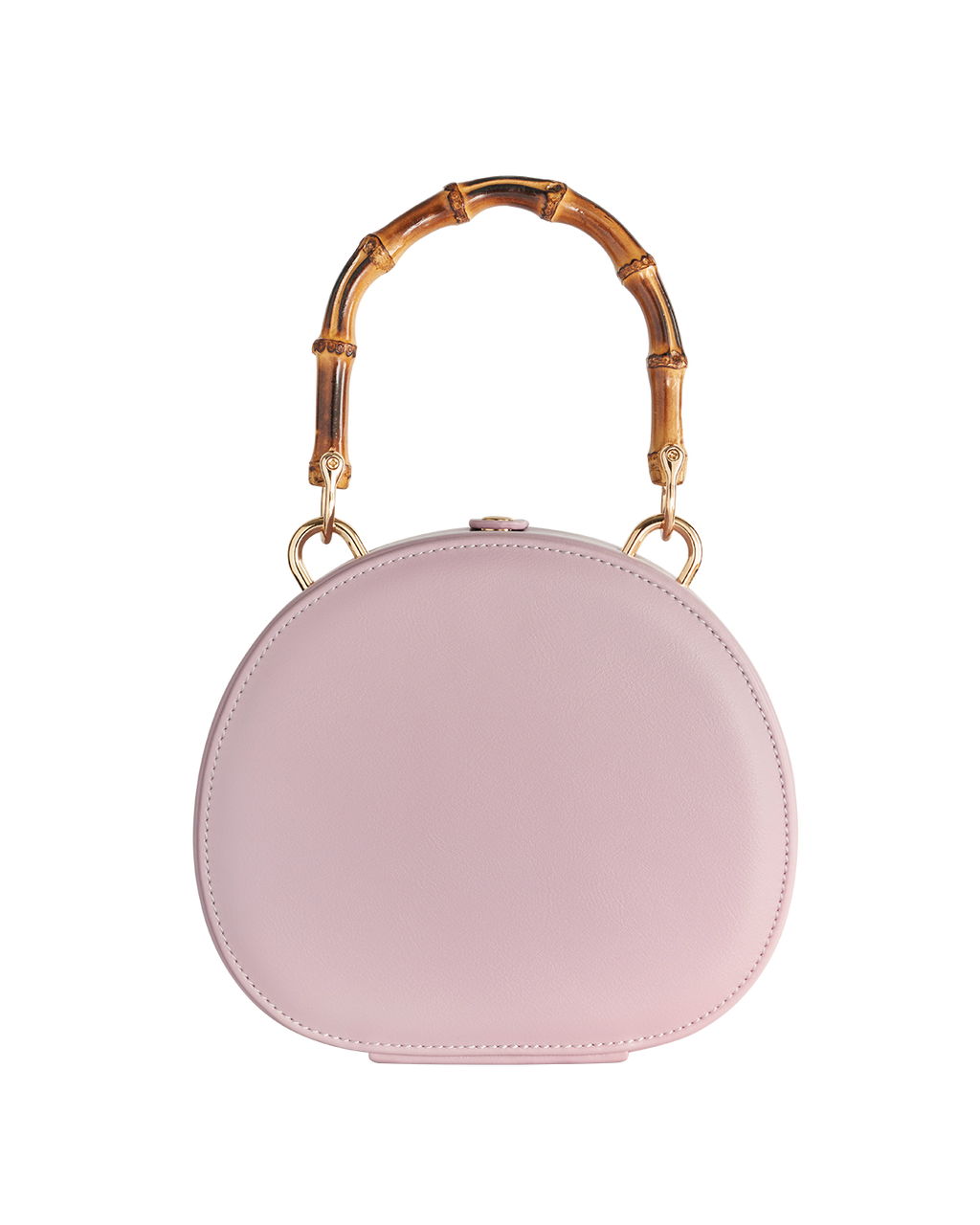 Embroidered Shell Lilac Bamboo Top Handle Bag