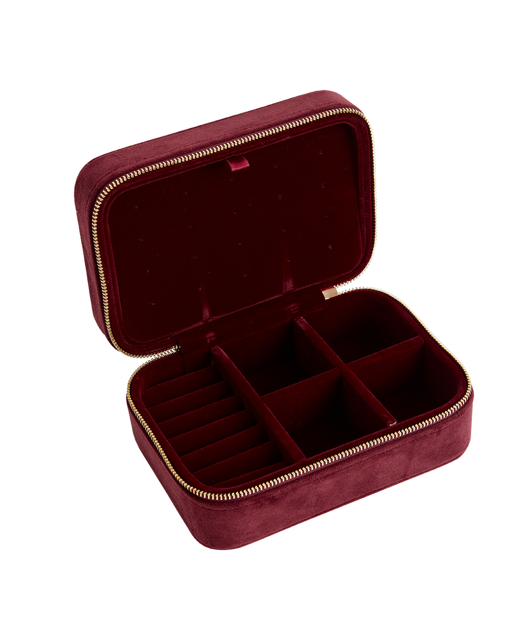 Robin Love Embroidered Large Jewellery Box Redcurrant Velvet