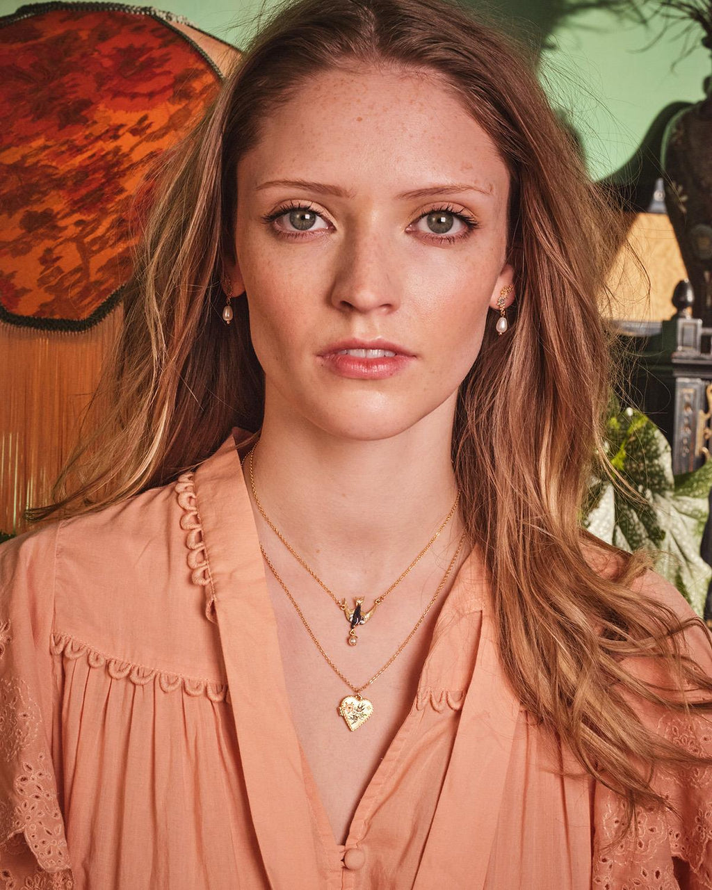 Swallow Heart Locket Chain Necklace