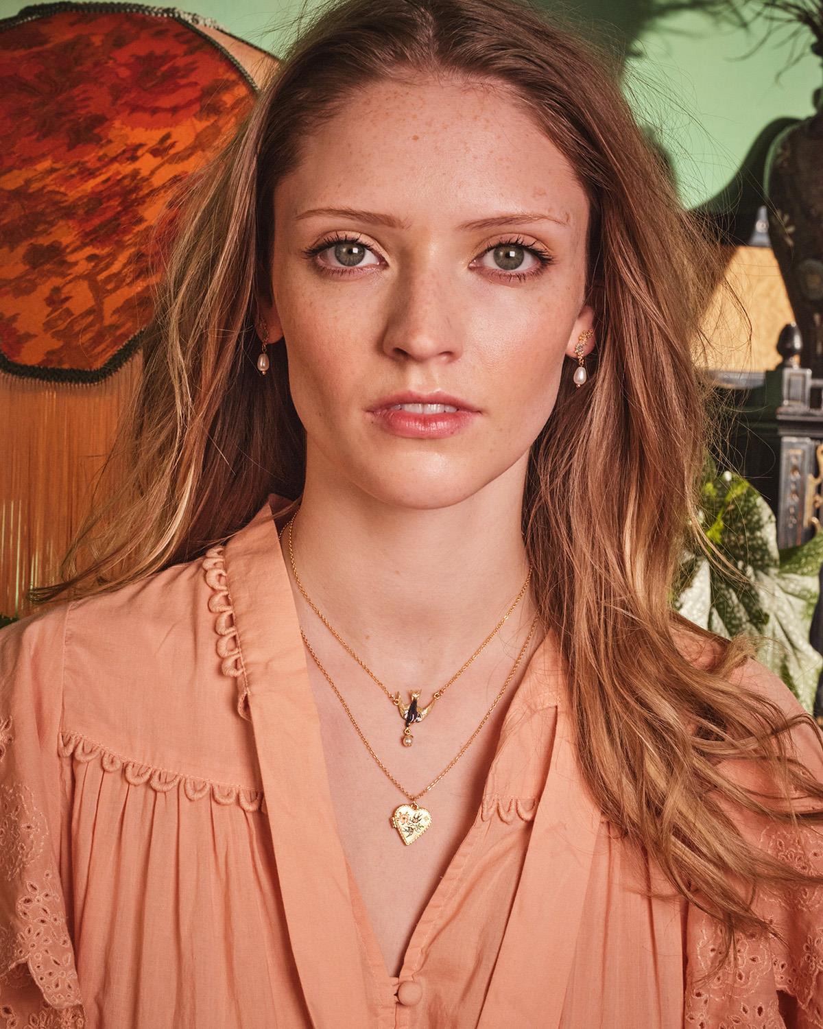 Swallow Heart Locket Chain Necklace