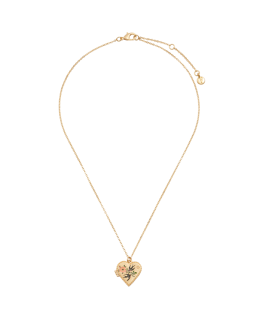 Swallow Heart Locket Chain Necklace