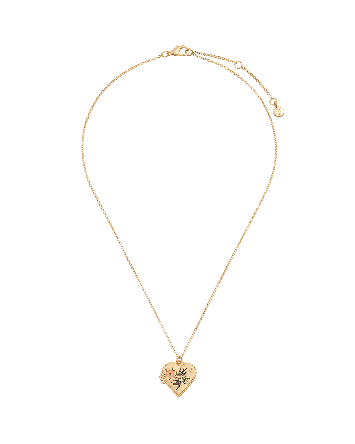 Swallow Heart Locket Chain Necklace