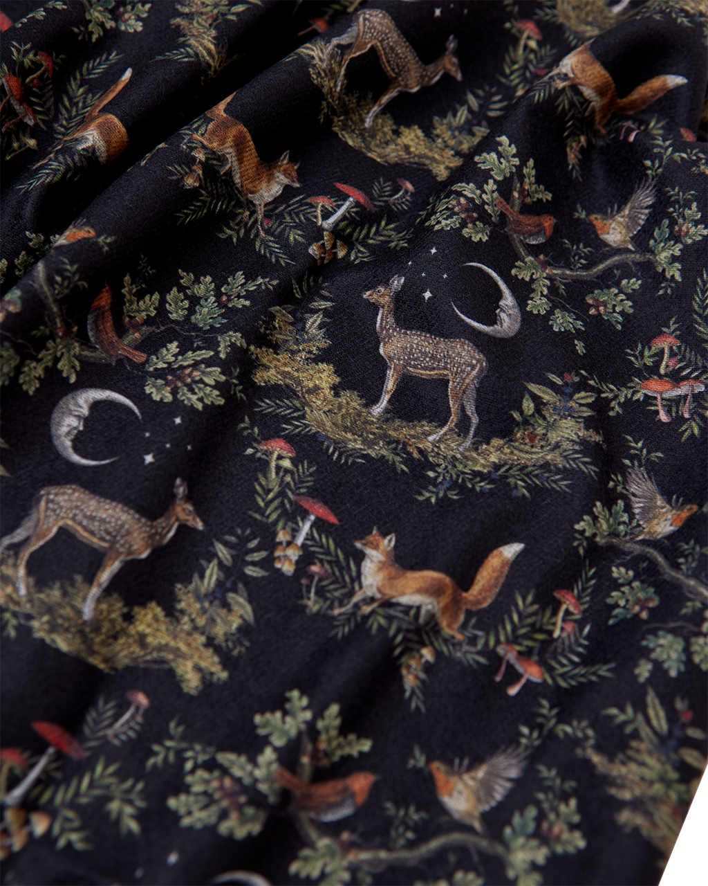 Black A Night's Tale Woodland Tassel Scarf