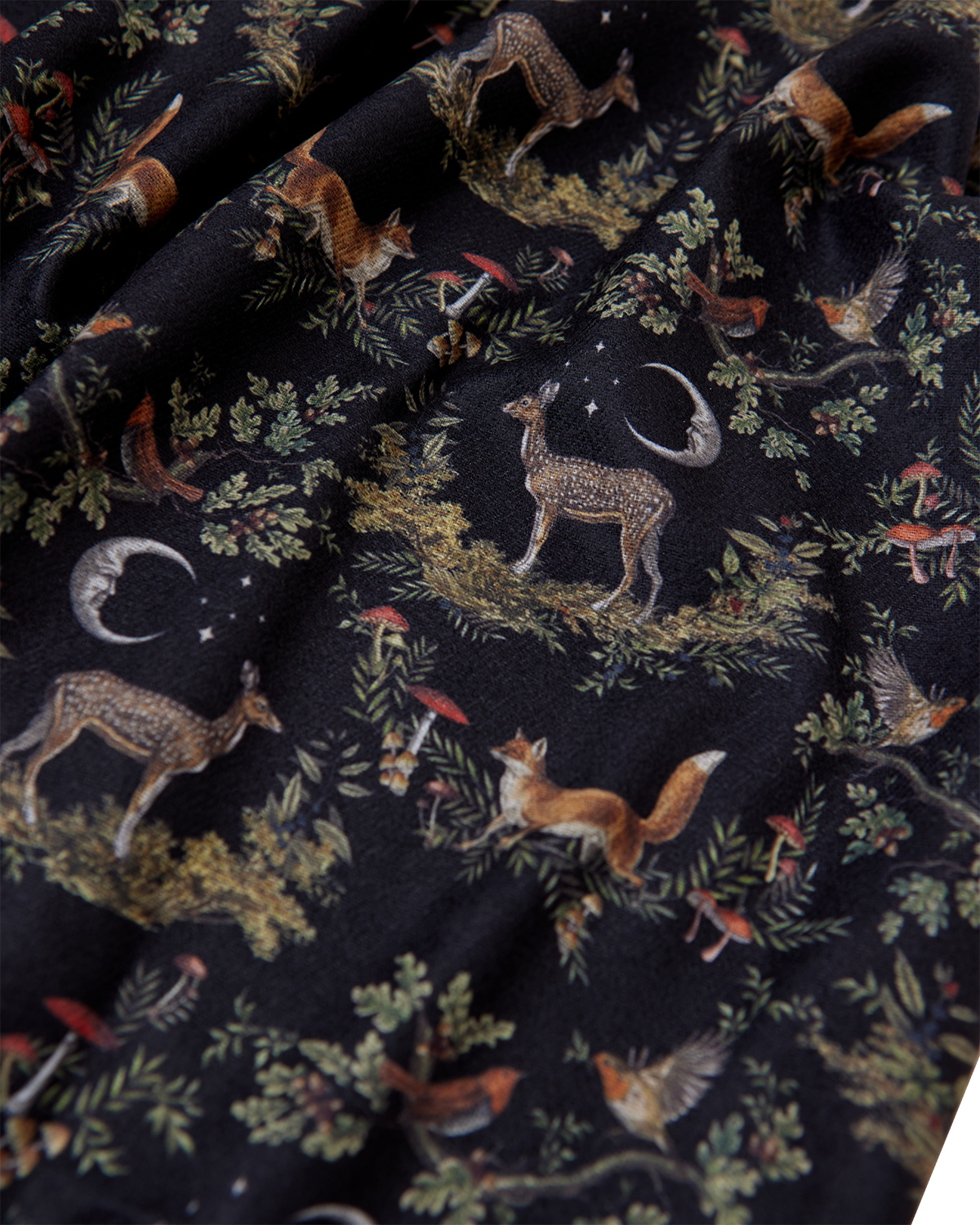 Black A Night's Tale Woodland Tassel Scarf