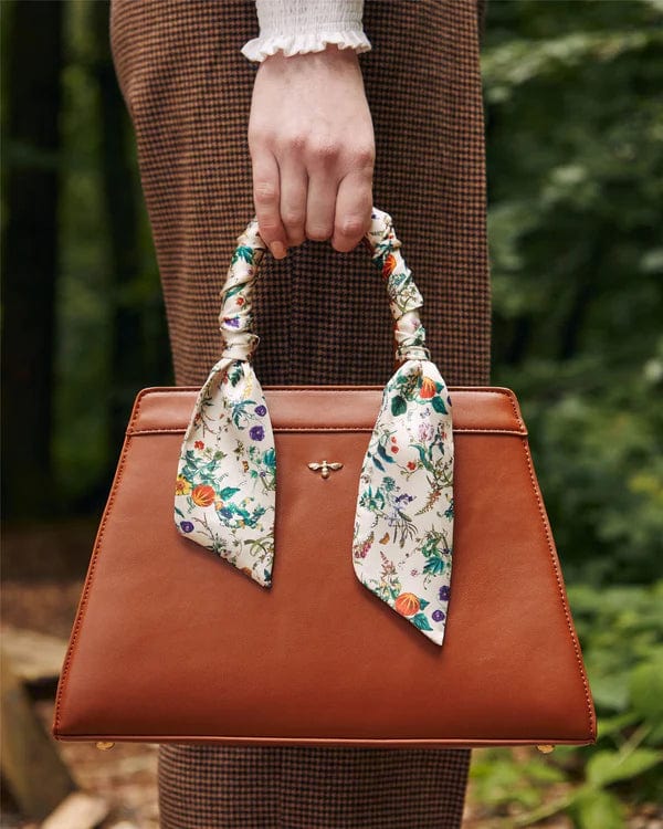 Tan Botanical Pumpkin Structured Tote