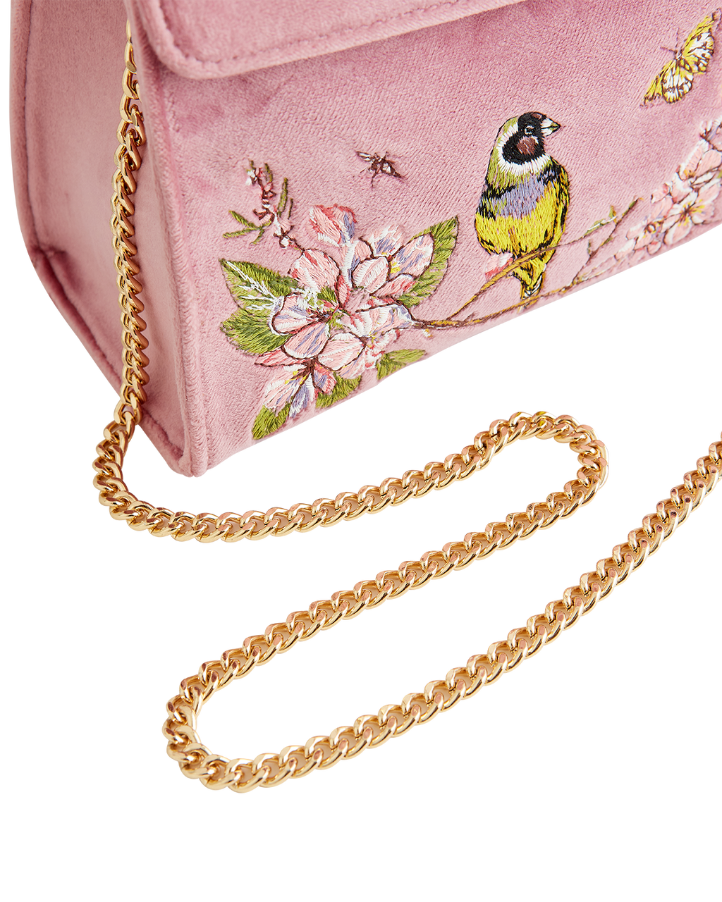 Morning Song Bird Embroidered Mini Pink Tote