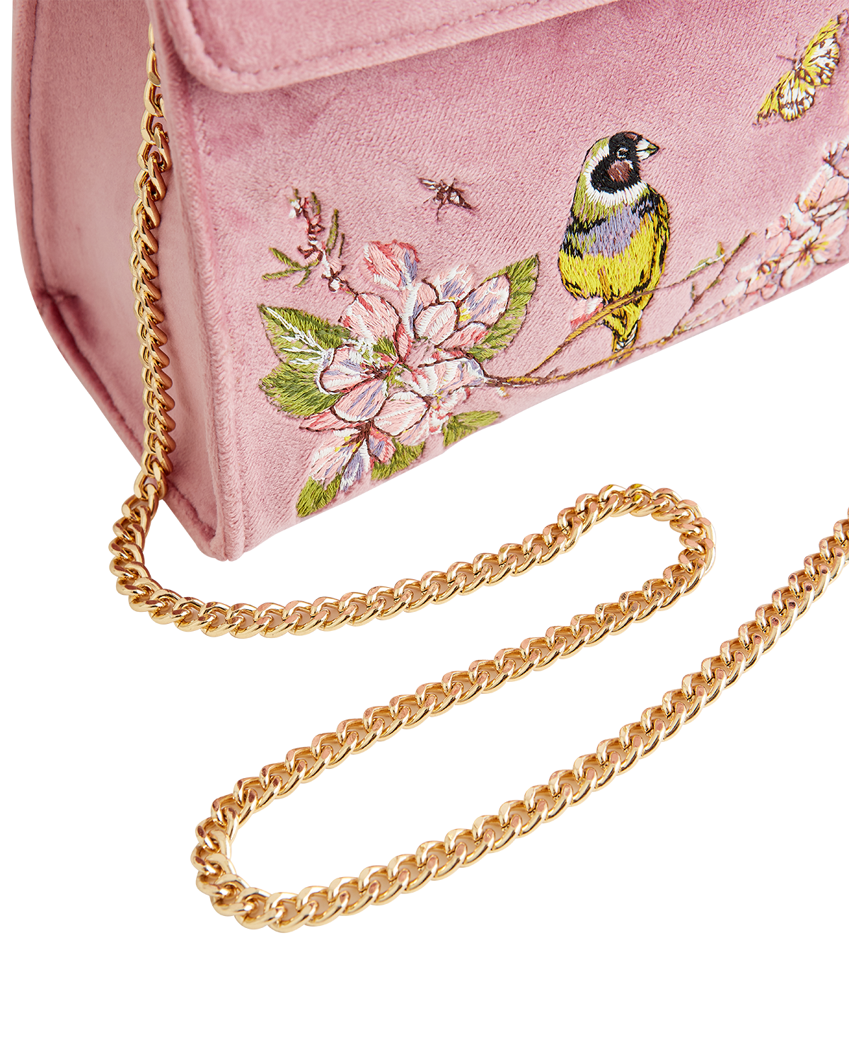 Morning Song Bird Embroidered Mini Pink Tote