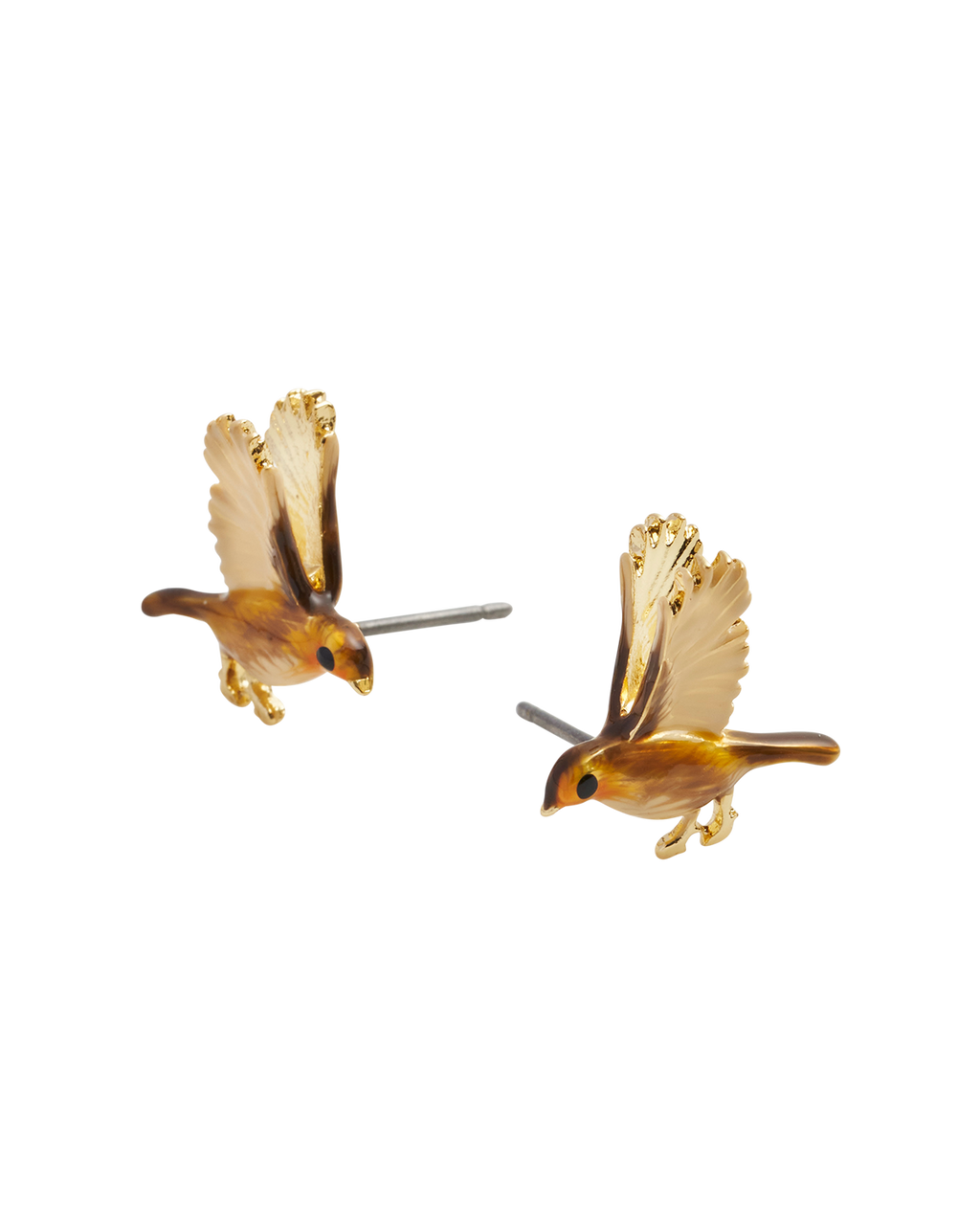 Enamel Flying Robin earrings