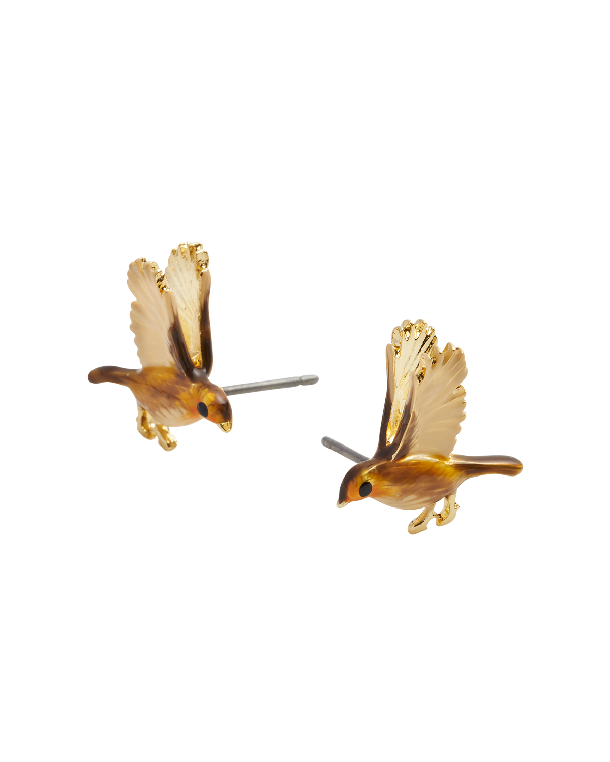Enamel Flying Robin earrings