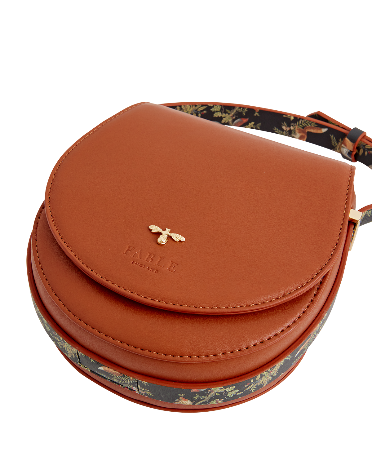 Woodland Toile Saddle Bag - Tan