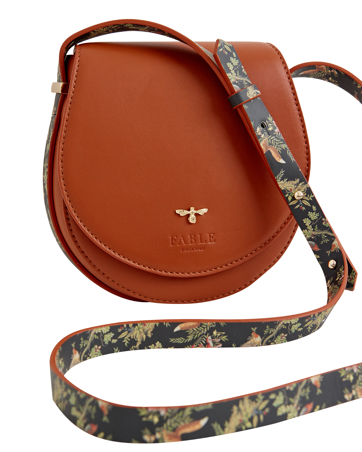 Woodland Toile Saddle Bag - Tan