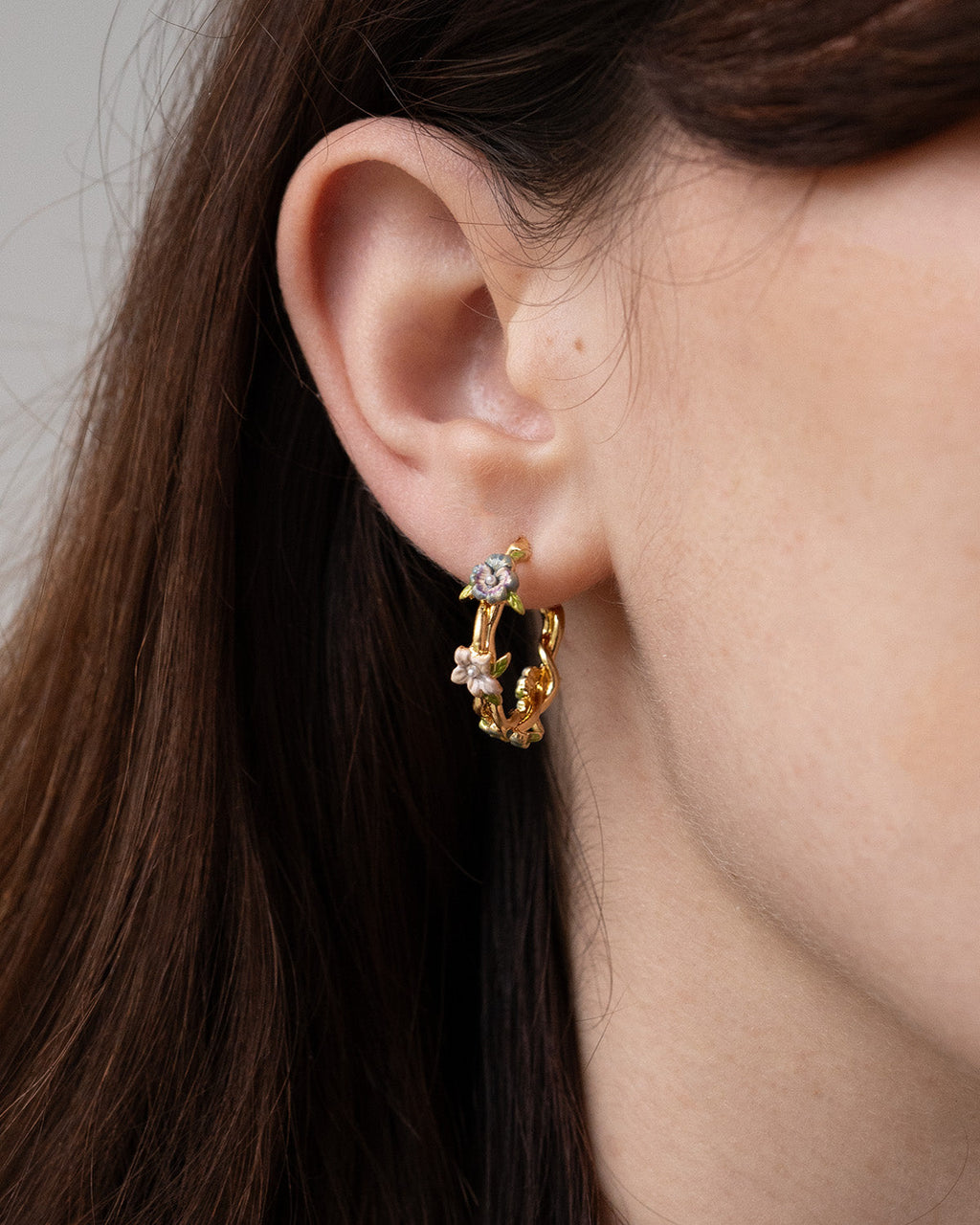 Gold Wildflower Hoop Earrings