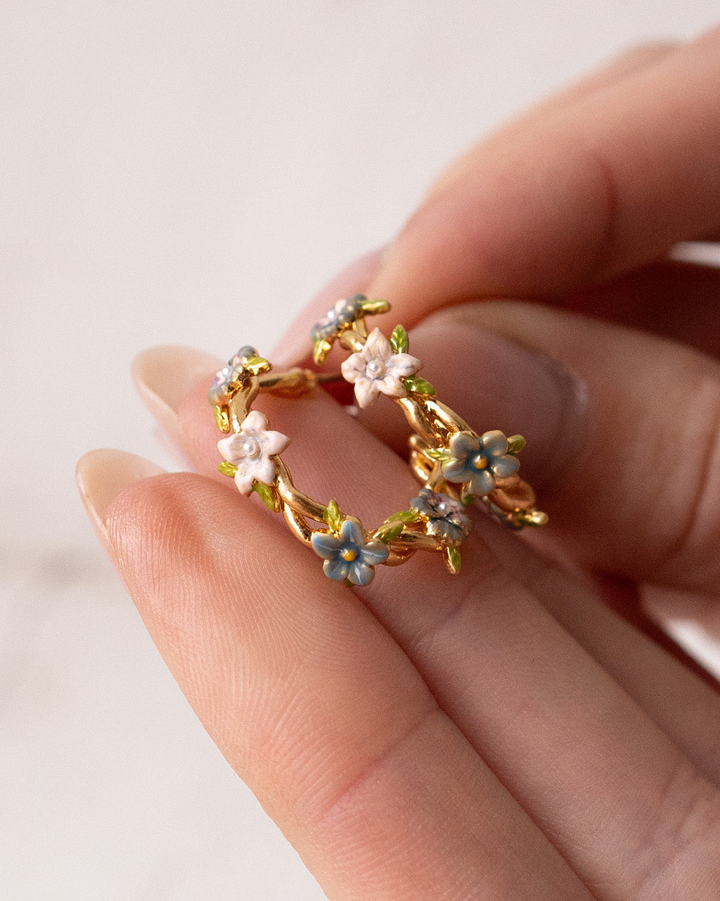Gold Wildflower Hoop Earrings